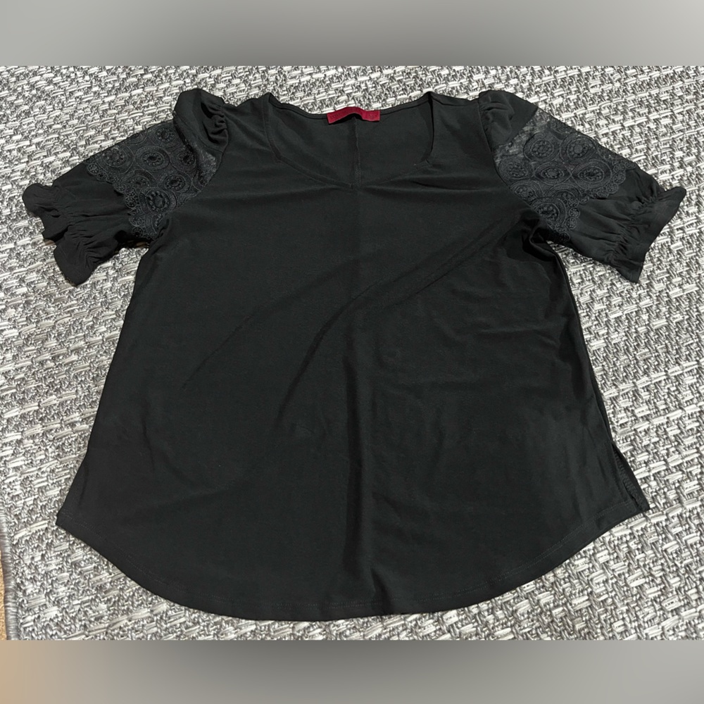 Love Scarlett | Black Blouse with Lace Sleeves